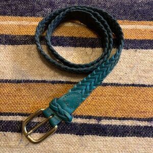 Teal Leather Belt Braided‎ Argentina Capezio Western Retro Small Gold Buckle